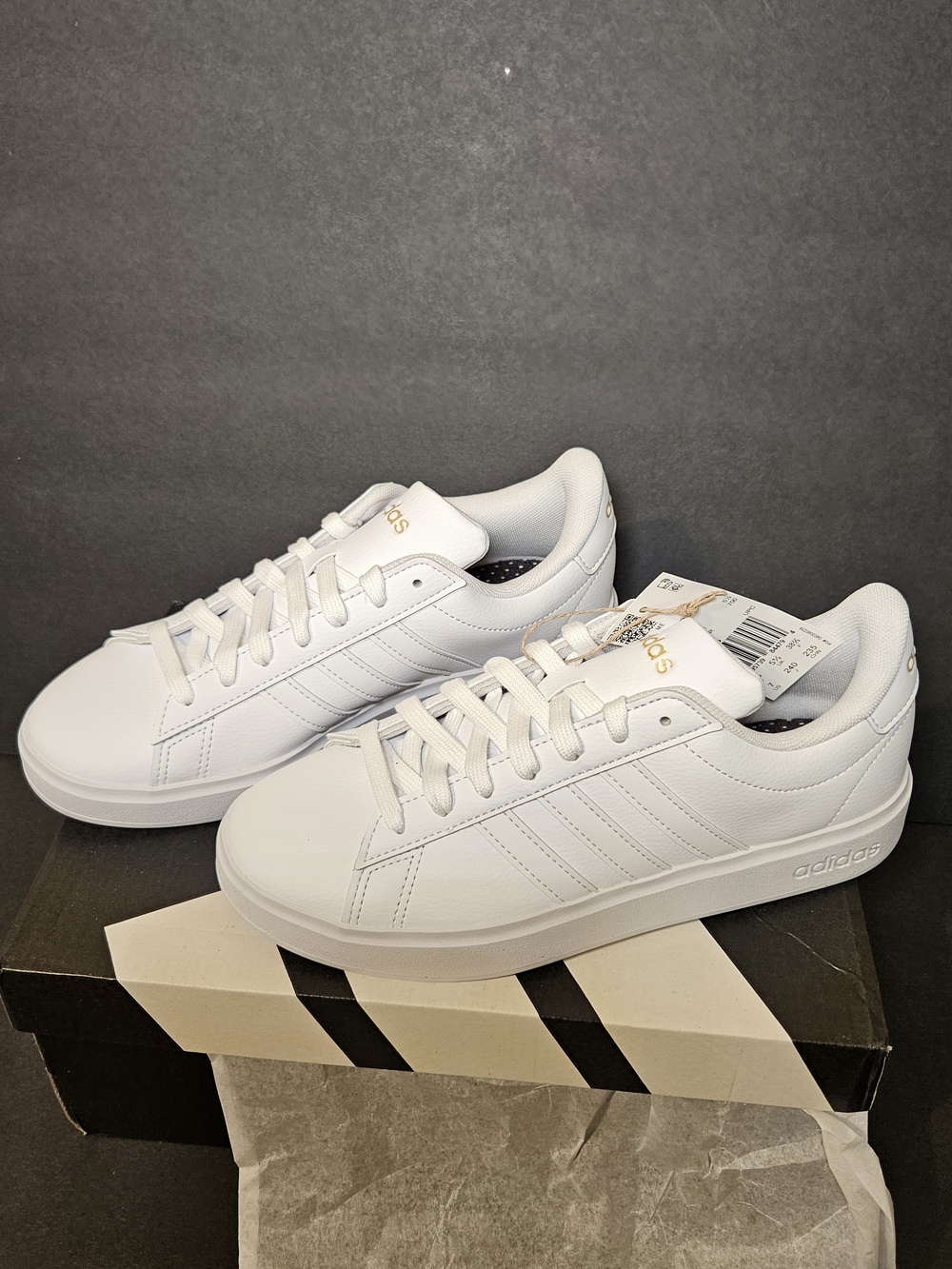 Adidas  Grand Court 2.0 White  Leather-Style Low-Top Sneakers